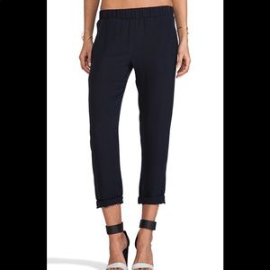 Theory Navy Elastic Waist Viscose Pant Large